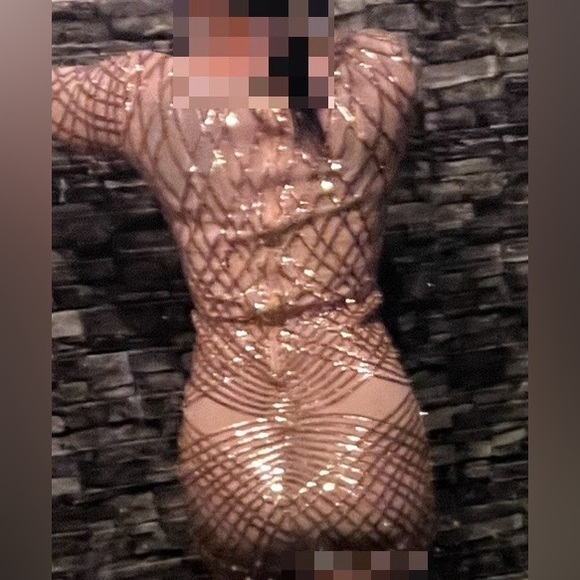 Javoni Dress sequin,mesh and sparkles dress size M gold - Picture 3 of 12